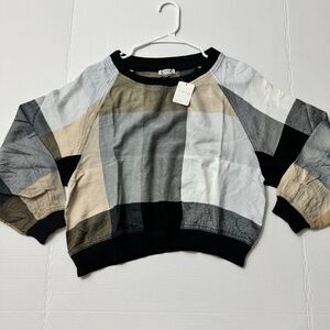 NWT Free People Intimately Sugar Cookie Flannel Pullover in Neutral Combo XS